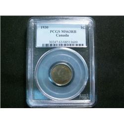 1930 1¢ PCGS MS63RB.  Nice strongly str