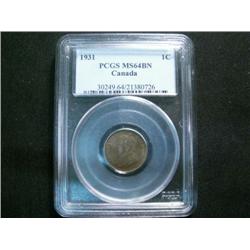 1931 1¢ PCGS MS64BN.  Superb fields and