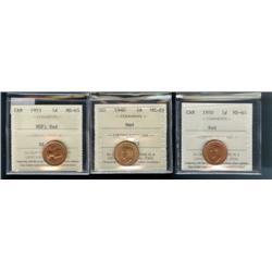 1940, 1950, 1953 NSF 1¢  ICCS MS65 Red.