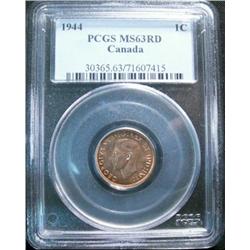 1944 1¢ PCGS MS63RD.  A superb full red