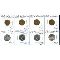 Lot of 8 varieties.  1949 A to denticle