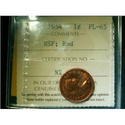 1954 NSF  1¢  ICCS PL65 Red.  Full wine