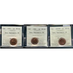 1979, 1980, 2003WP  1¢ all ICCS MS66 Re