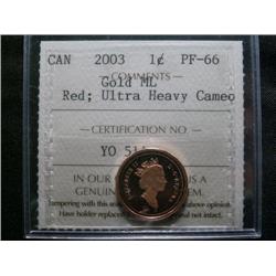 2003 Gold Maple Leaf  1¢  ICCS PF66 Ult