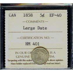 1858 Large date 5¢  ICCS EF40.  Lightly