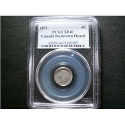 1871 5¢ PCGS XF40.  Doaktown Hoard exam