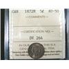 Image 1 : 1872H 5¢ ICCS AU50.  Superb example wit