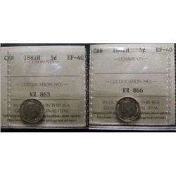 1881H & 1882H 5¢.  Lot fo 2 coins both