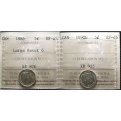 1886 5¢ Large recut 6 ICCS EF45 & 1890H