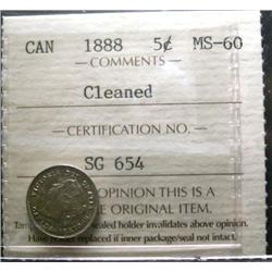 1888 5¢ ICCS MS60.  A quality MS60 with