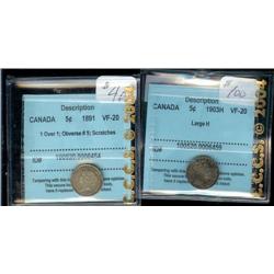 Lot of 2 CCCS graded coins  5 Cents;  1