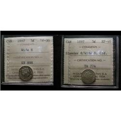 1897 5¢.  Lot of 2 coins including the