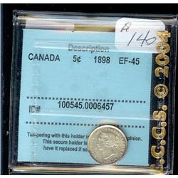 1898  5¢  CCCS EF45. Light toning with