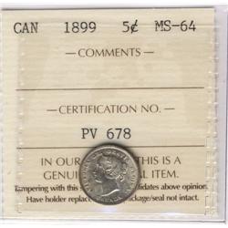 1899 5¢.  Gem example in ICCS MS64.  Ab