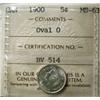 Image 1 : 1900 Oval O 5¢  ICCS MS63.  Brilliant w