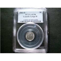 1903H 5¢ PCGS AU58.  Large H Variety, b