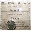 Image 1 : 1903H 5¢ ICCS AU55.  Large H variation,
