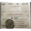 Image 1 : 1903 5¢ ICCS AU50.  Full white nicely s