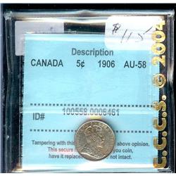 1906  5¢  CCCS AU58.  Heavy but attract