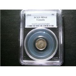 1912 5¢ PCGS MS64.  Nice mintstate exam