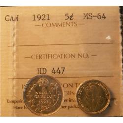 1921 5 cents in choice Mint state condi
