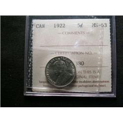 1922 5¢ ICCS MS63.  A strong example wi