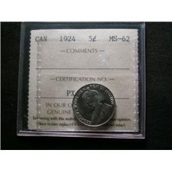 1924 5¢ ICCS MS62.  Another nice exampl