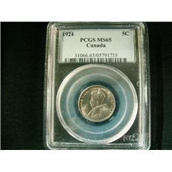 1924 5¢  PCGS MS65. Well struck with cl