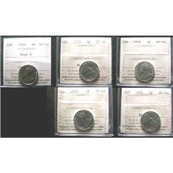 1926 5¢ EF40, 1932 EF45, 1934 EF45, 193