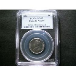 1926 5¢ Near 6 PCGS MS62.  An nice clea
