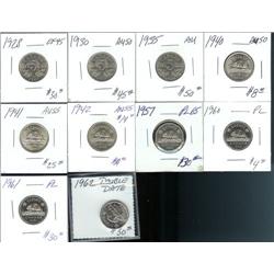 Lot of 10 Five cents.  1928 , 1930, 193