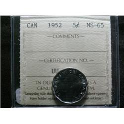 1952  5¢  ICCS MS65.  Fully struck with