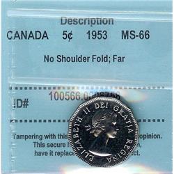 1953 SF 5¢  ICCS MS66.  Full original l