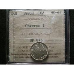 1880H 10¢ ICCS MS64.  Blast white examp