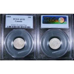 1884 10¢ PCGS AU53.  A gem coin conserv