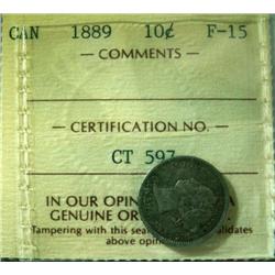 1889 10¢ ICCS F15.  A nice key date coi