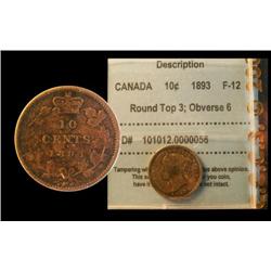 1893 Round Top 3 Obverse 6,  CCCS F-12,