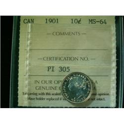 1901 10¢  ICCS MS64PQ.  Blast white wit