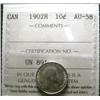 Image 1 : 1902 10¢ ICCS AU58.  A must see. Very d