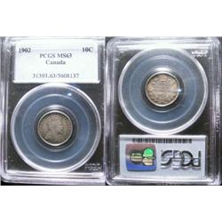 1902 10¢ PCGS MS63.   Brownish and blui