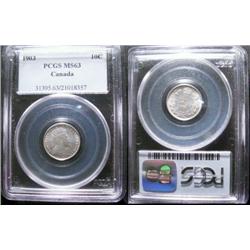 1903 10¢ PCGS MS63.  Superb strike and