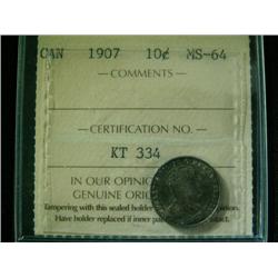 1907 10¢  ICCS MS64PQ.  Intense autumn