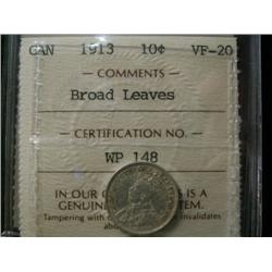 1913 Broad Leaves 10¢  ICCS VF20.  Very