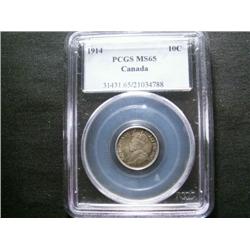 1914 10¢ PCGS MS65.  Well defined and f