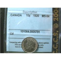 1920 10¢ CCCS MS64.  Light to medium au