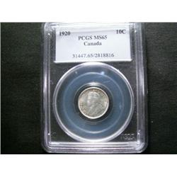 1920 10¢ PCGS MS65.  A gem full white e