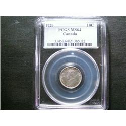 1929 10¢ PCGS MS64.  A quality struck c