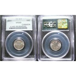 1931 10¢ PCGS MS65.  Lovely toning with
