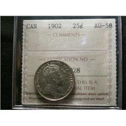 1902 25¢ ICCS AU58.  A gem Edward VII p