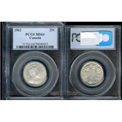 1902  25¢  PCGS MS64.  Brilliant with